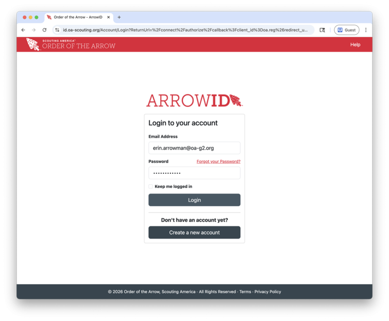 Log in with your ArrowID