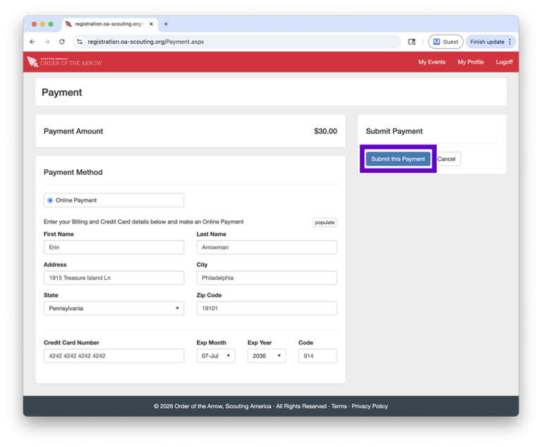 Enter your payment information